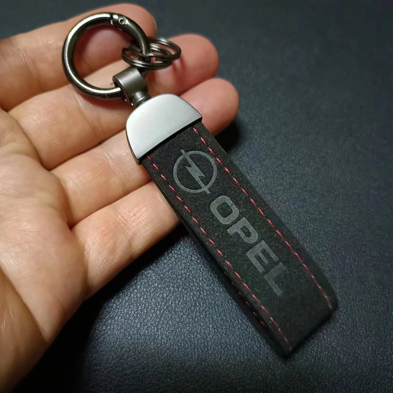 Alcantra Leather Opel Car Logo Keyring Keychain Netby