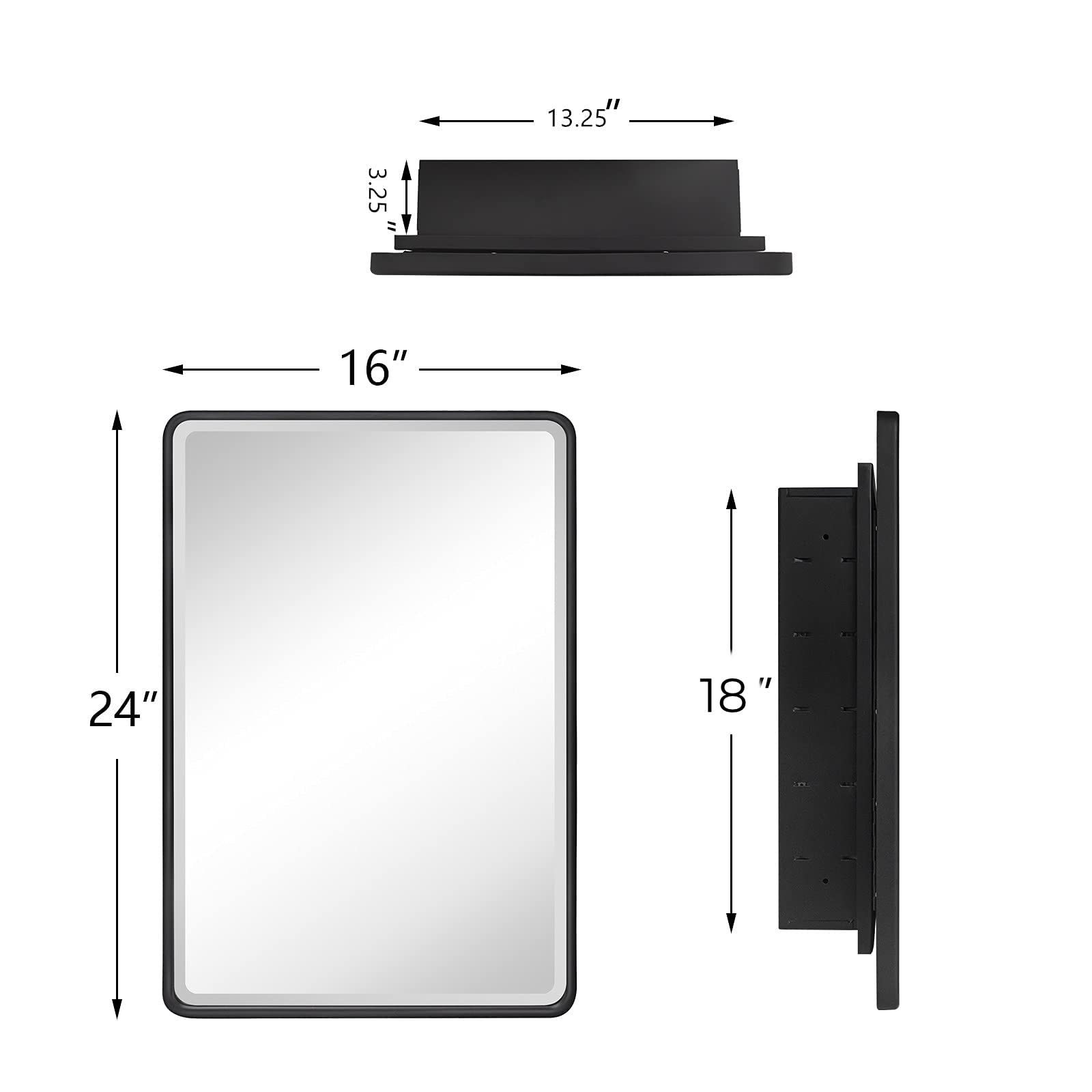 Farmhouse Recessed Metal Bathroom Medicine with Mirror16x24