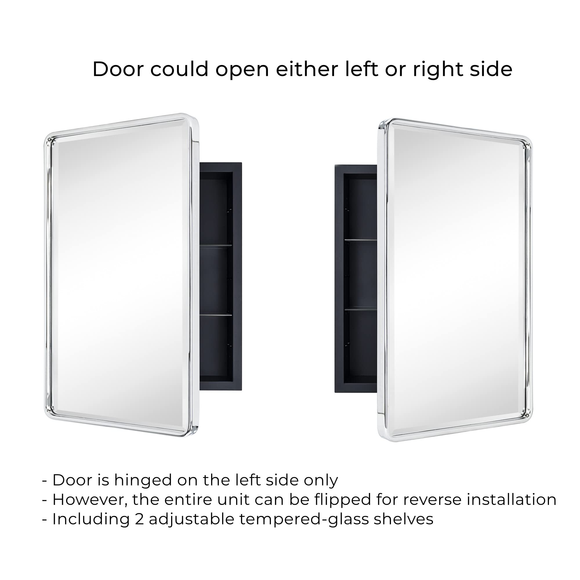 Farmhouse Recessed Metal Bathroom Medicine with Mirror16x24