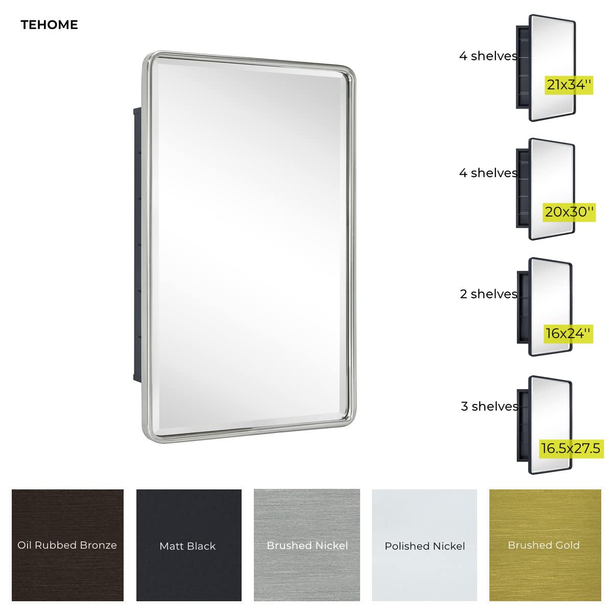Farmhouse Recessed Metal Bathroom Medicine with Mirror16x24