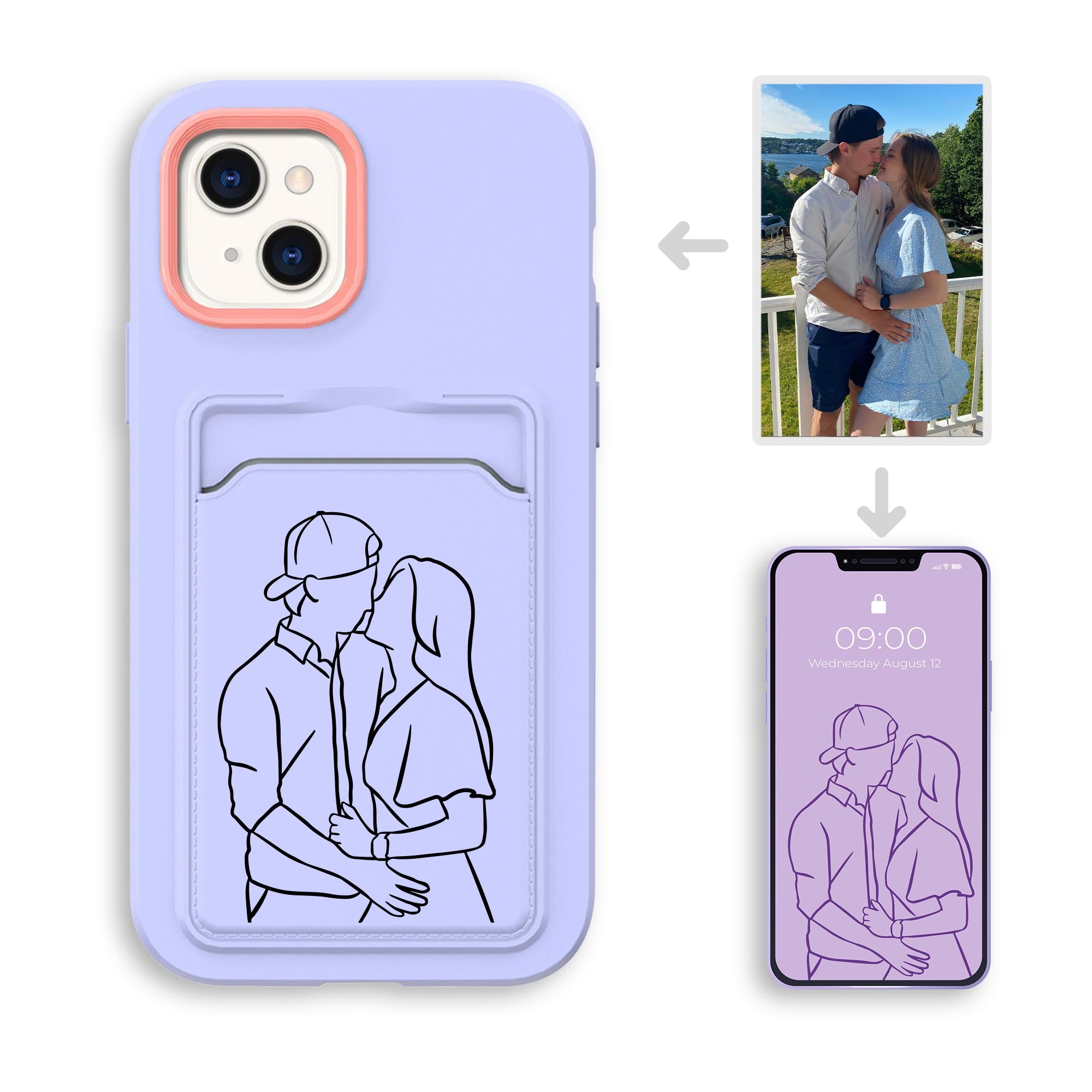 Card Holder Candy Color Custom Line Art iPhone Case