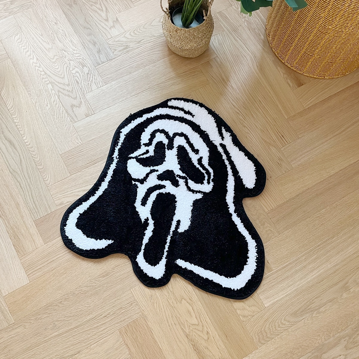 LAKEA Cool Black Ghost Tufting Rug for Halloween Horrible Living Room Mat Soft Chic Rug Anti Slip Pad Aesthetic Personal Home Decor