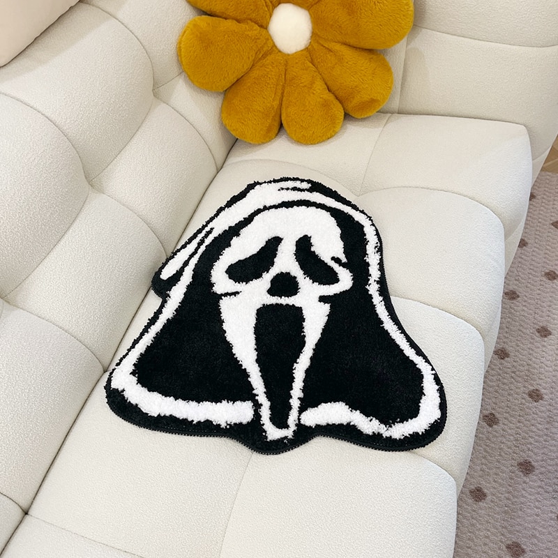 Ghostface Tufted Carpet Scream Movie Fluffy Rug Handmade Non Slip Washable Mat Room Decor Small Rugs For Bedroom