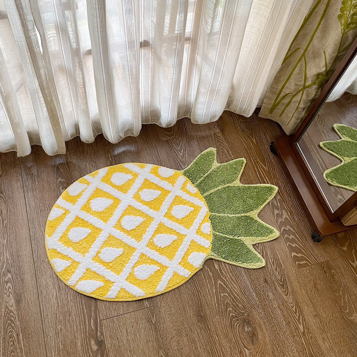 Pineapple Handmade Tufted Rug Non-Slip Fruit Shape Tufting Indoor Mat Washable Welcome Door Carpet Area Rug Decor Living Room