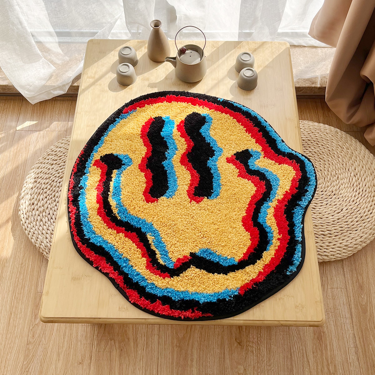 LAKEA Trippy Smiling Face Rug Handmade Rug Tufted Rug Gift for Friend Rugs for Bedroom Geek Gift Home Decor Carpet