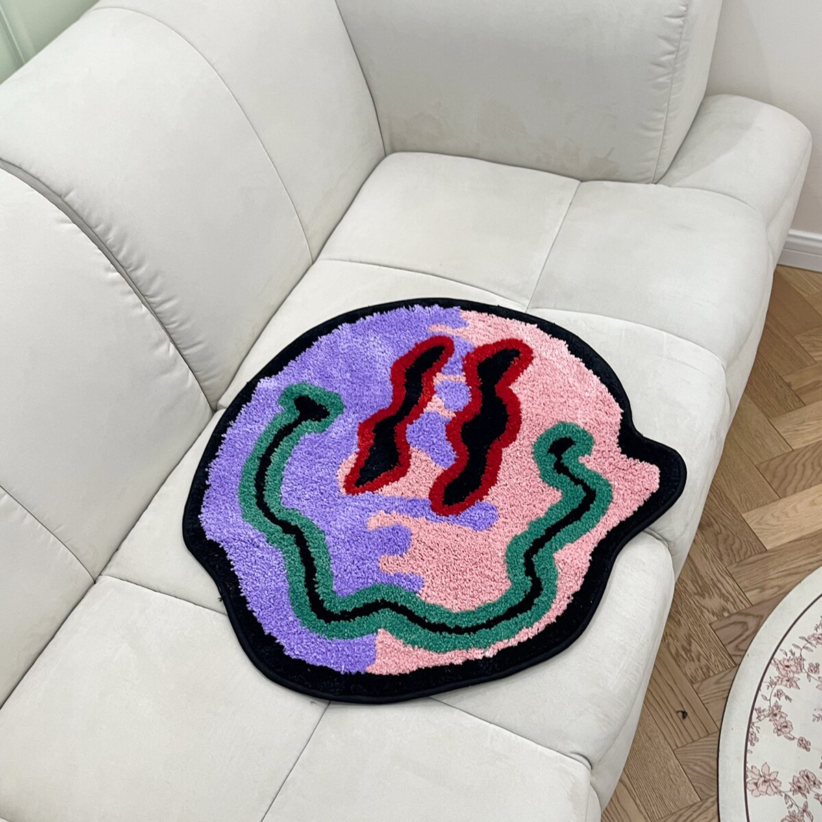Trippy Smiling Tufted Rug Trippy Face Handmade Custom Rug Tufted Rug Gift for Friend Geek Home Decor Living Room Carpet