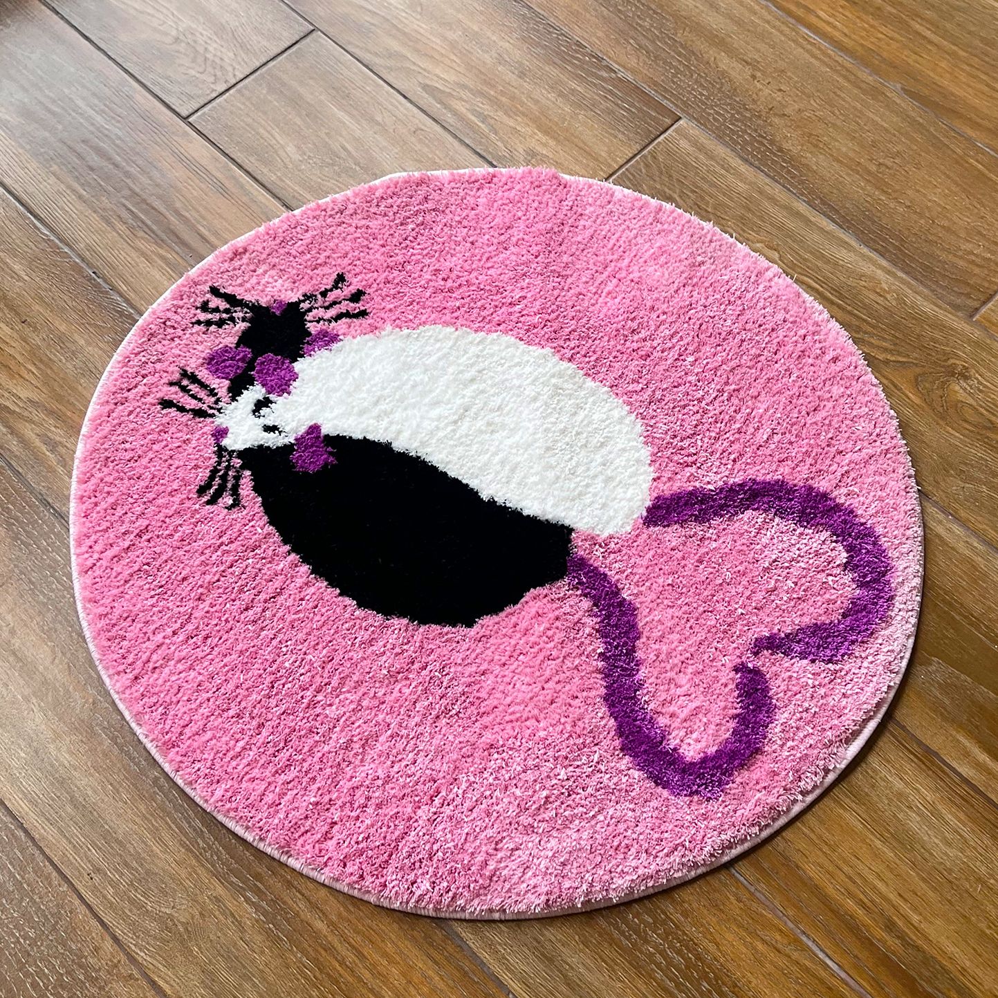 LAKEA Cute Rats Handmade Tufted Rug for Bedroom Non Slip Backing Room Decor Bath Mat Birthday Gift Cute Tufted Circle Soft Rug
