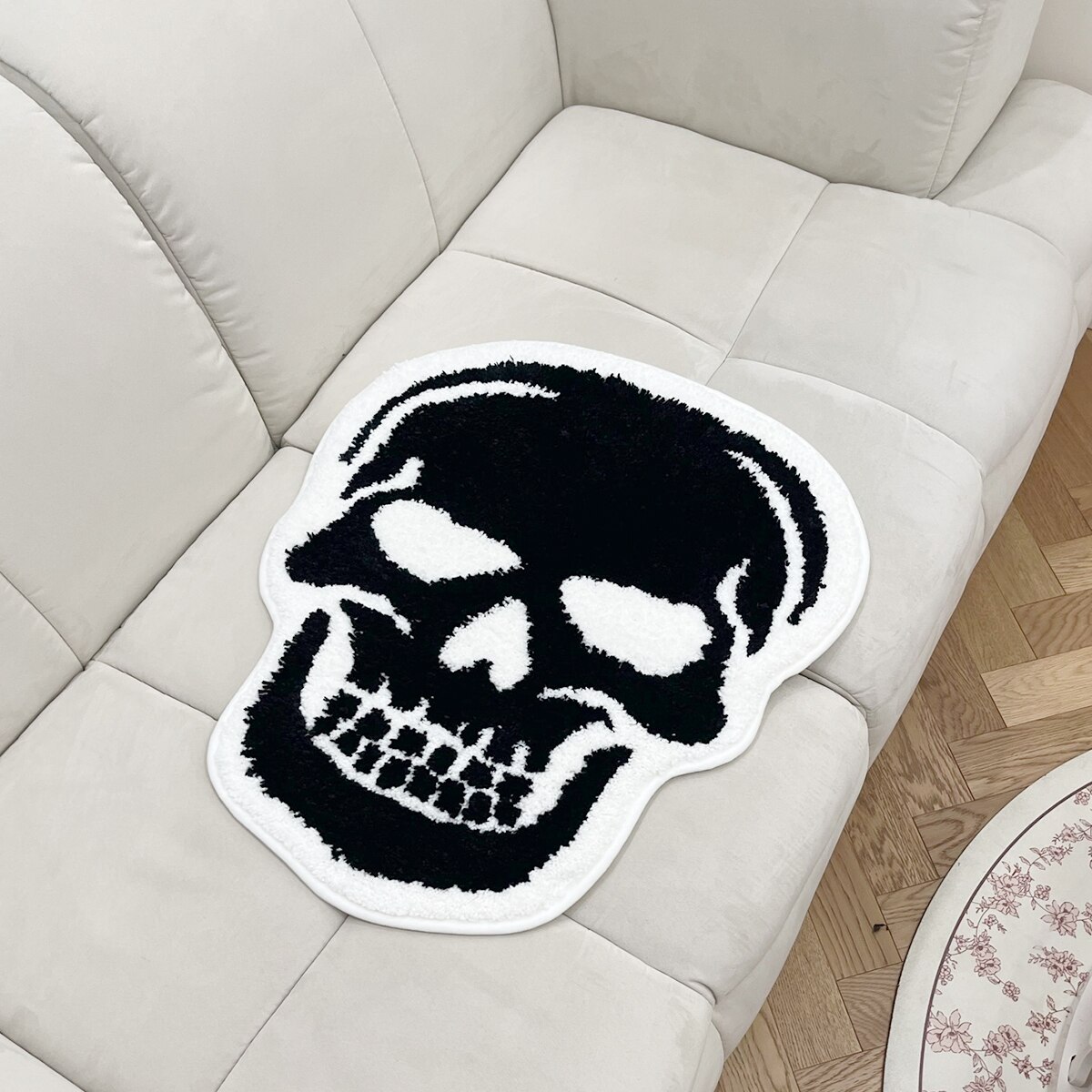 Skull Bath Mat Tufted Rug Gothic Home Decor Halloween Bathroom Mats Black Goth Bedroom Kitchen Room Witchy Spooky Gift