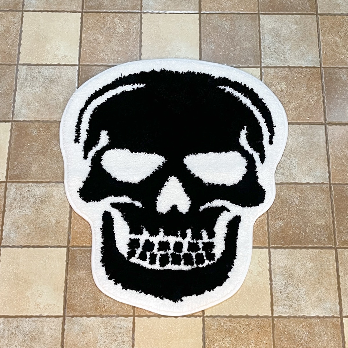 Skull Bath Mat Tufted Rug Gothic Home Decor Halloween Bathroom Mats Black Goth Bedroom Kitchen Room Witchy Spooky Gift