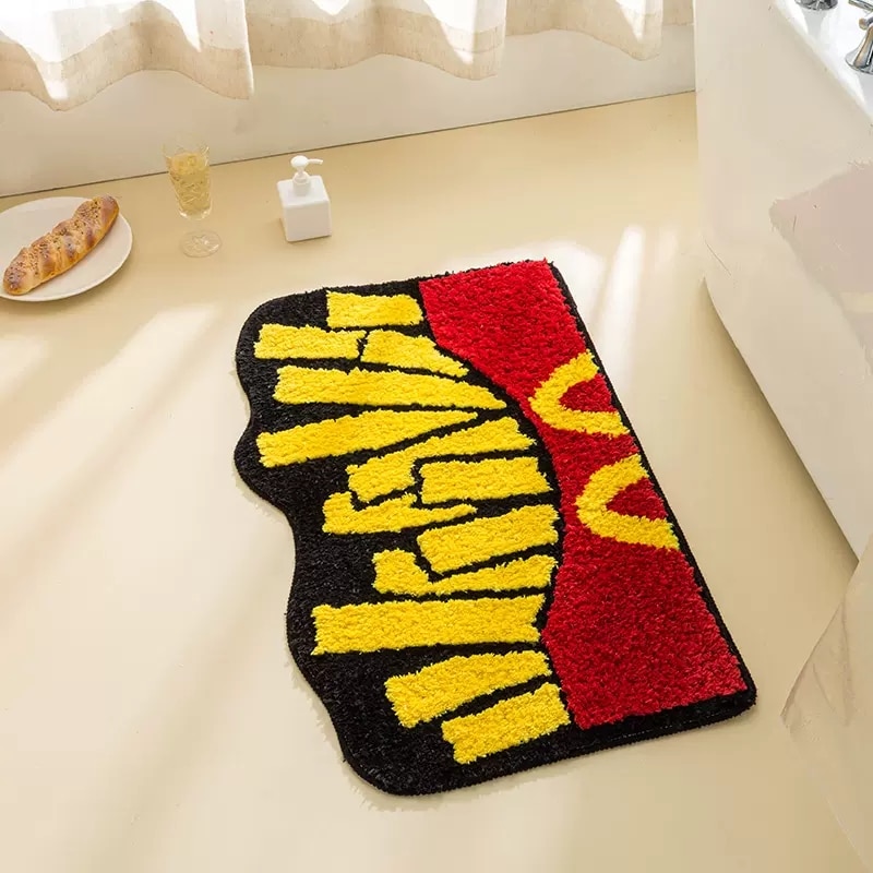 Tufting Chips Rugs Bathmat Soft Fluffy Cartoon Food Bathroom Tub Side Flocked Carpet Pad Anti-slip Home Room Dorm Nursery Decor