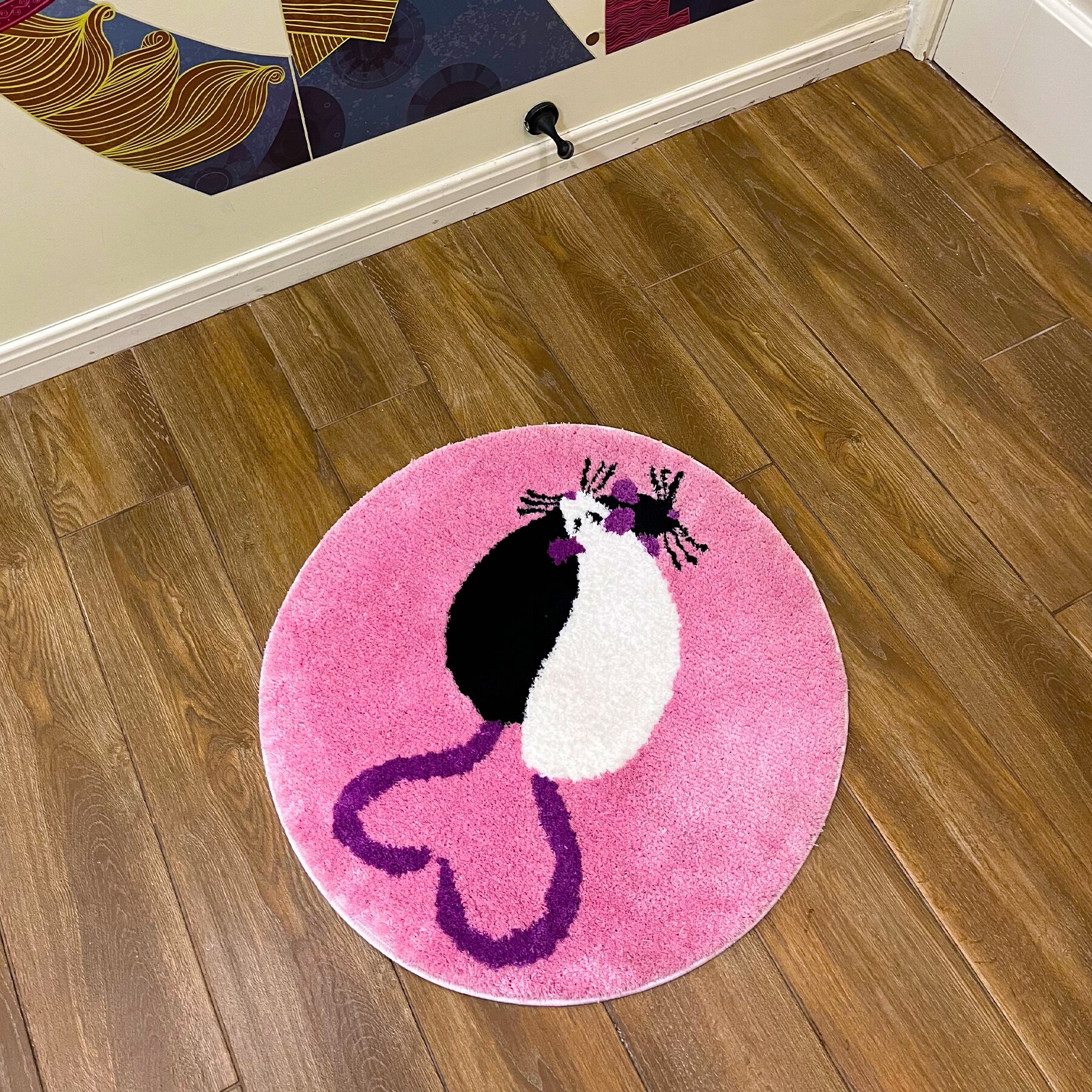 LAKEA Cute Rats Handmade Tufted Rug for Bedroom Non Slip Backing Room Decor Bath Mat Birthday Gift Cute Tufted Circle Soft Rug