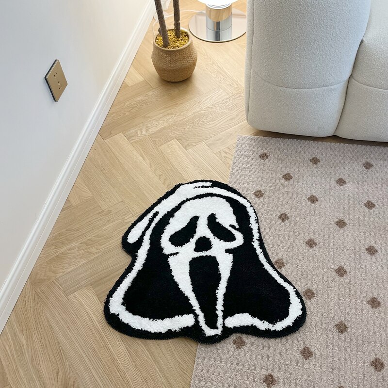 Ghostface Tufted Carpet Scream Movie Fluffy Rug Handmade Non Slip Washable Mat Room Decor Small Rugs For Bedroom