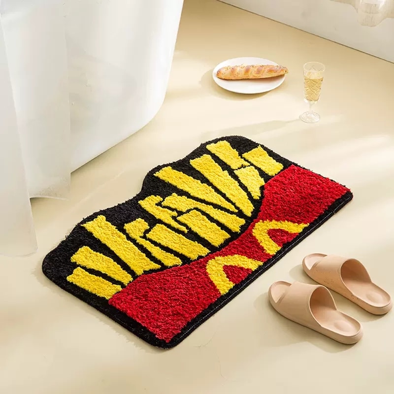 Tufting Chips Rugs Bathmat Soft Fluffy Cartoon Food Bathroom Tub Side Flocked Carpet Pad Anti-slip Home Room Dorm Nursery Decor