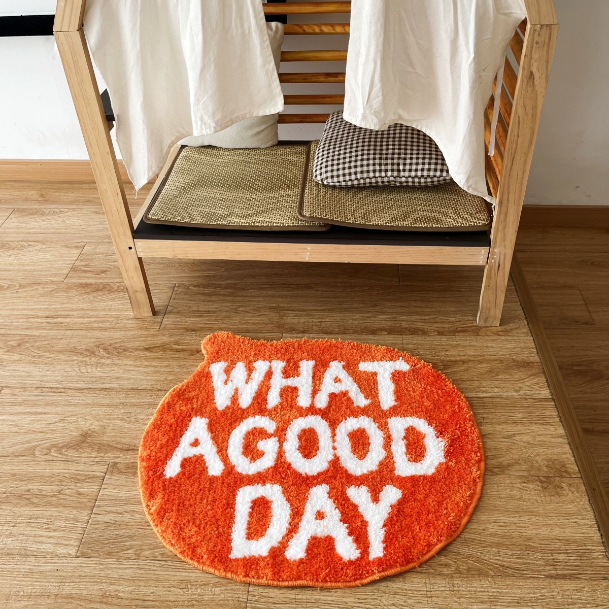 Orange Funky Area Tufted Floor Rug Bathroom Soft Fluffy Rug Nordic Letters Elements for Pets Rug Living Room Bed Side Carpets