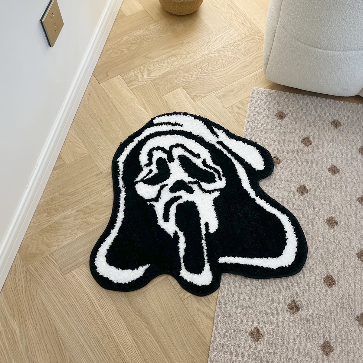 LAKEA Cool Black Ghost Tufting Rug for Halloween Horrible Living Room Mat Soft Chic Rug Anti Slip Pad Aesthetic Personal Home Decor