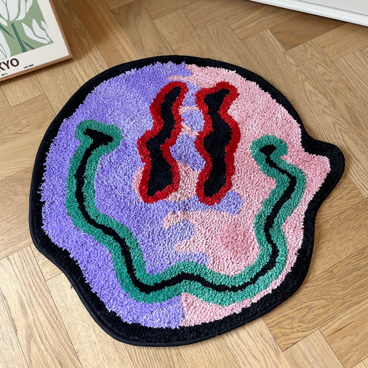 Trippy Smiling Tufted Rug Trippy Face Handmade Custom Rug Tufted Rug Gift for Friend Geek Home Decor Living Room Carpet