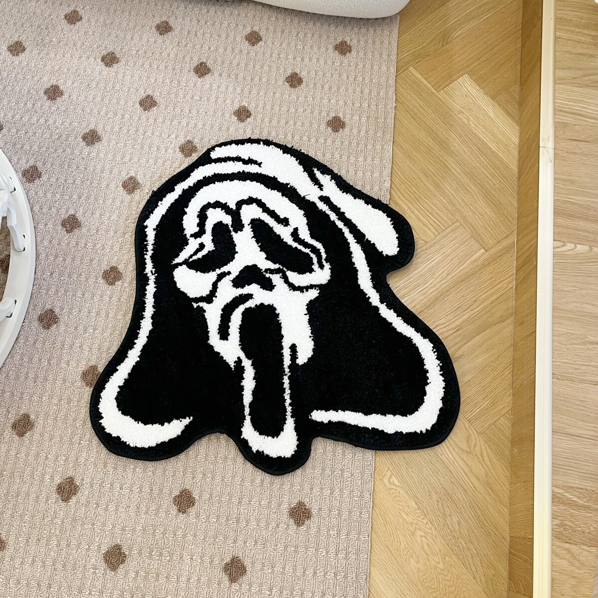 LAKEA Cool Black Ghost Tufting Rug for Halloween Horrible Living Room Mat Soft Chic Rug Anti Slip Pad Aesthetic Personal Home Decor