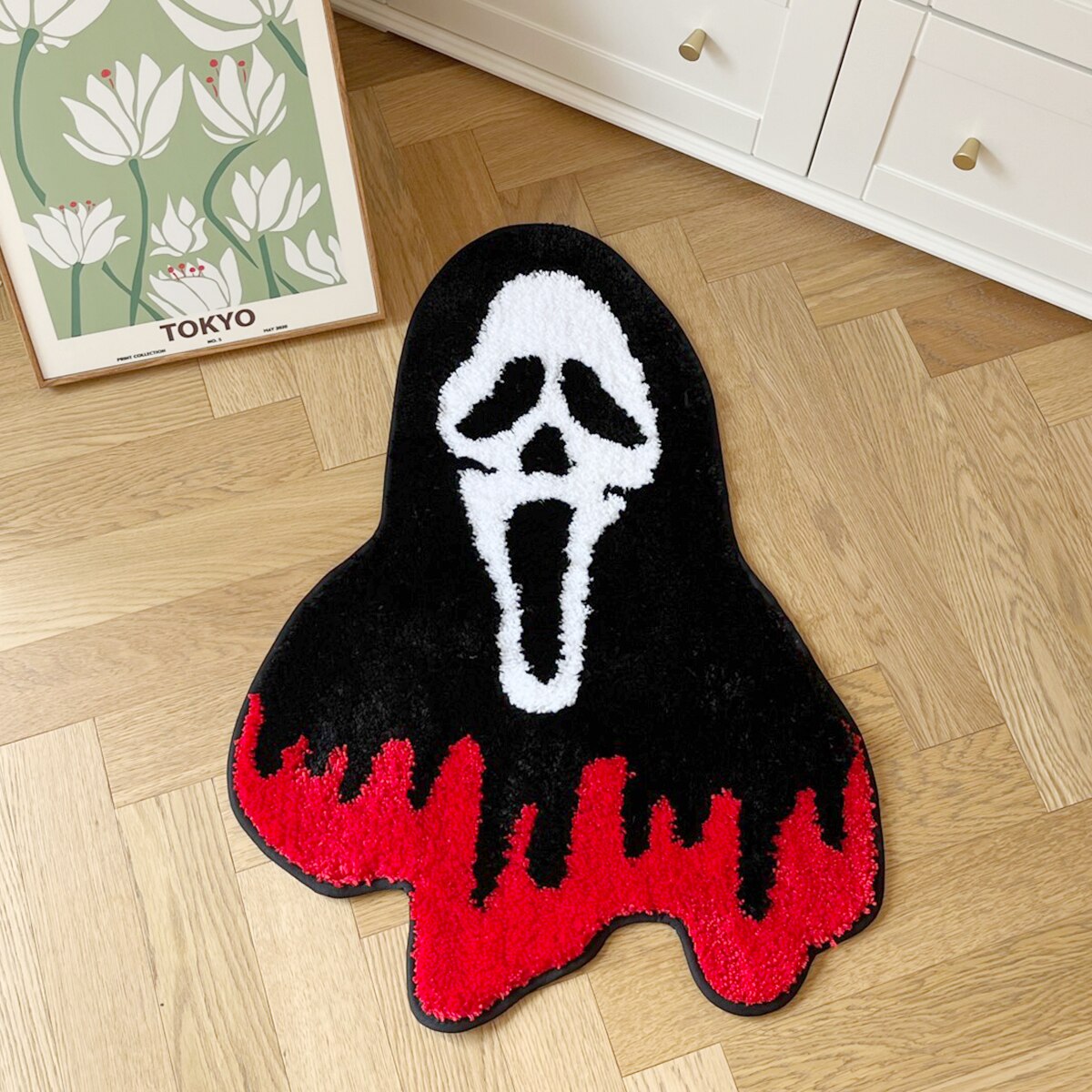 LAKEA Handmade Spooky Ghost Rugs Tufted Soft Non-Slip Plush for Perfect Halloween Home Decor Tufted Material Best Gift Choice