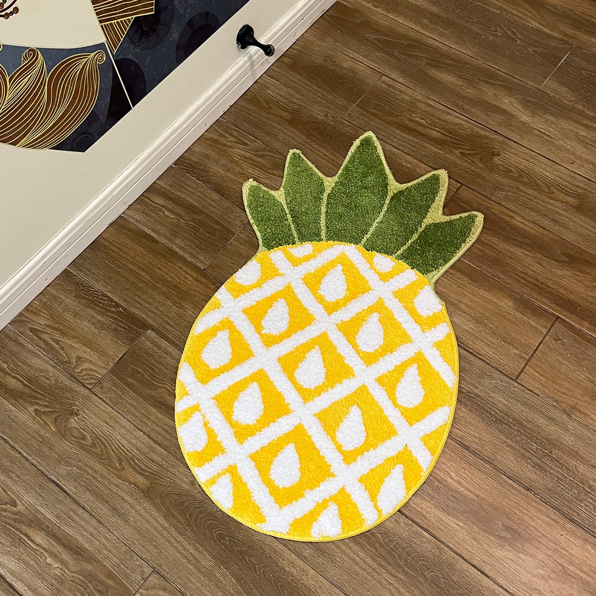 Pineapple Handmade Tufted Rug Non-Slip Fruit Shape Tufting Indoor Mat Washable Welcome Door Carpet Area Rug Decor Living Room