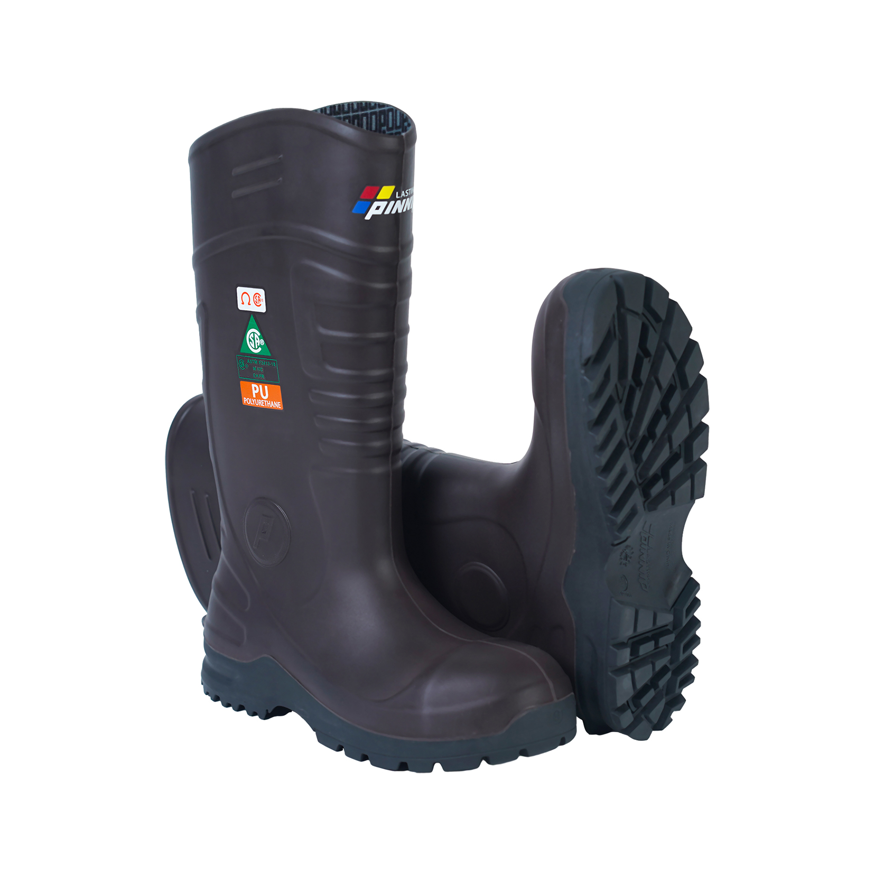 Infinix  steel toe pu boots-brown, work boots. Meet ASTM and CSA testing standards