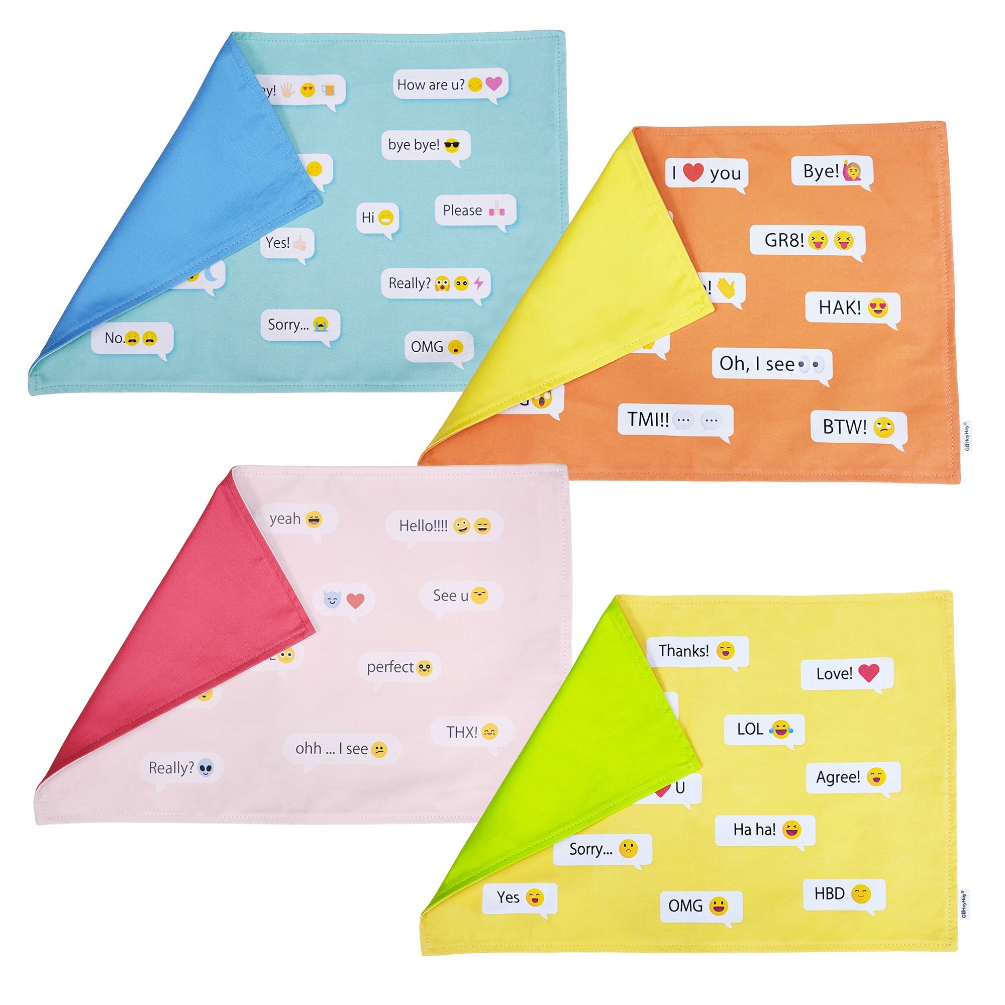Cotton Fabric Emoji Placemat (Set of 4pcs)-GoHeyHey Design Store