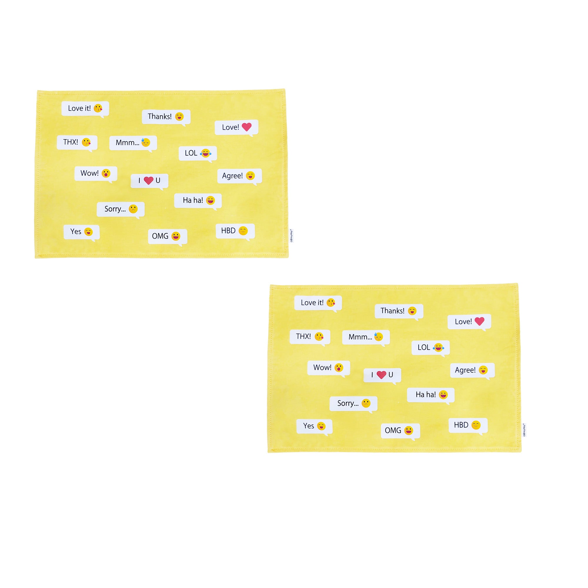 Cotton Fabric Emoji Placemat (Set of 2pcs)-GoHeyHey Design Store
