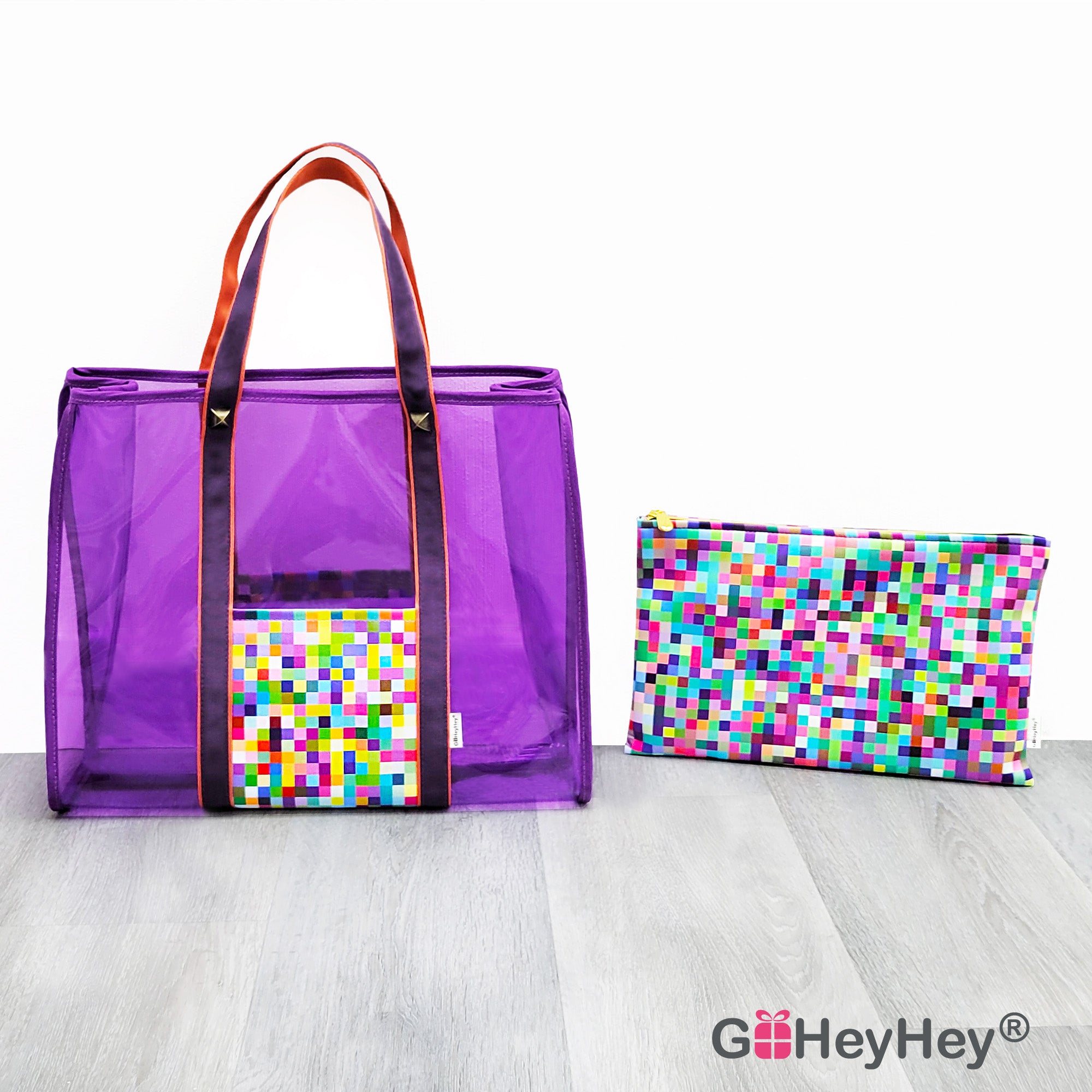 Transparent Pixel Art Tote Bag Set (Zipper Pouch Included)-GoHeyHey Design Store