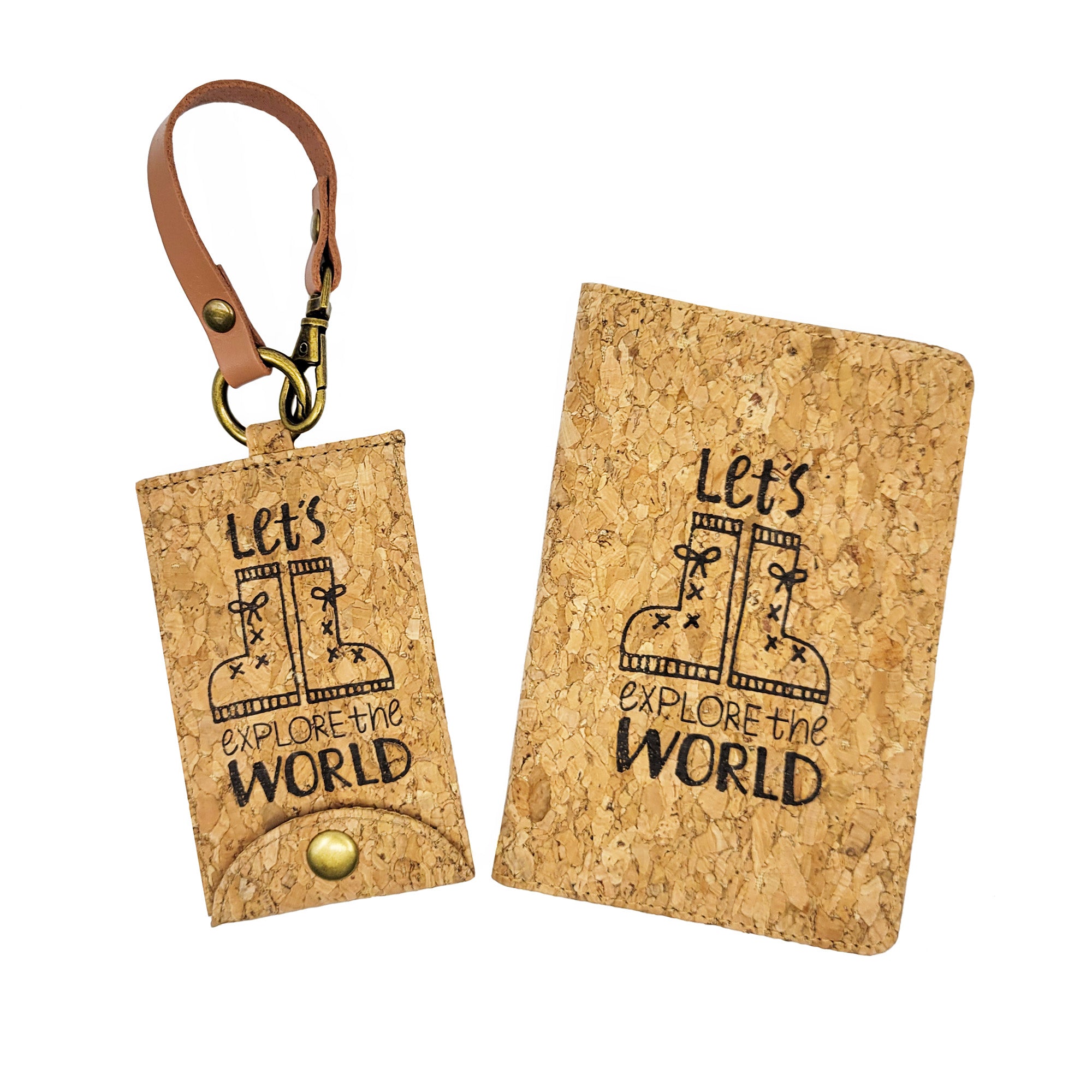 Natural Cork Luggage Tag and Passport Holder Set