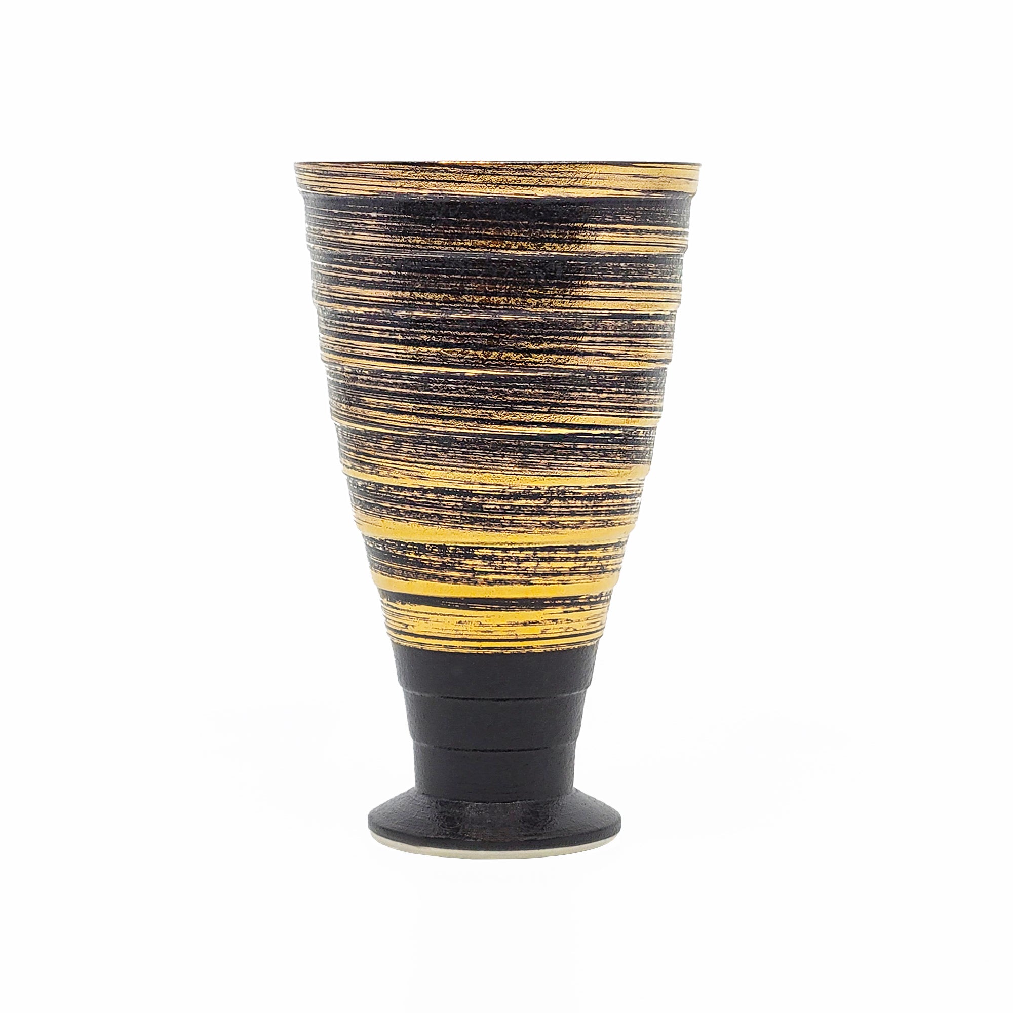 Ceramic Cup with Black and Metallic Gold Hand Paint -GoHeyHey Design Store