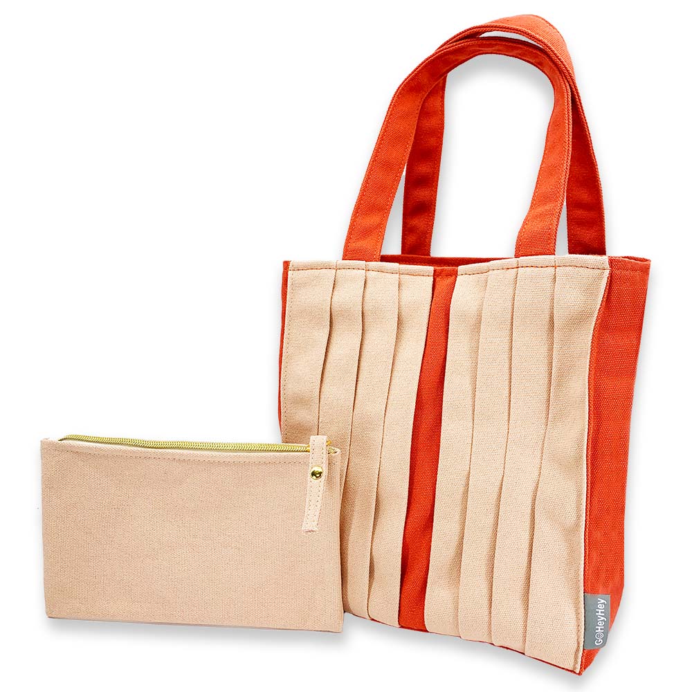 Cotton Canvas Small Tote Bag + Waterproof Zipper Pouch Set-GoHeyHey Design Store
