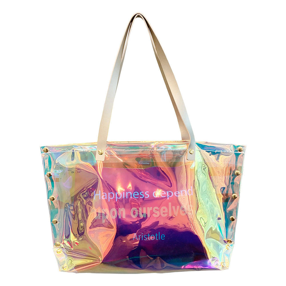 Iridescent TPU Clear Tote Bags-weekender bag-weekender bag women-women tote bag-tote bag set