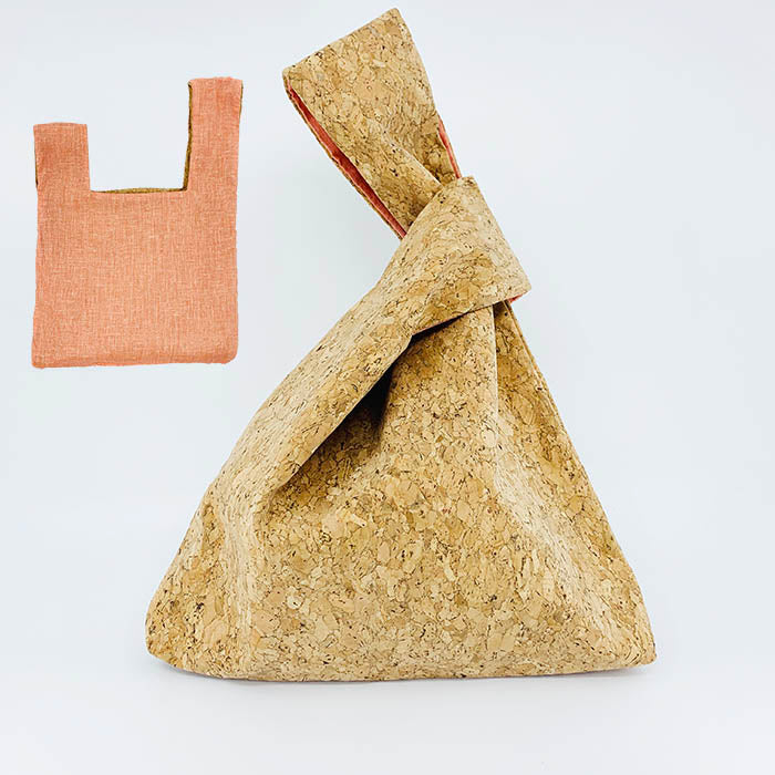 Natural Cork Fabric Knot Bag-GoHeyHey Design Store-knot purse-japanese knot bag-small purse