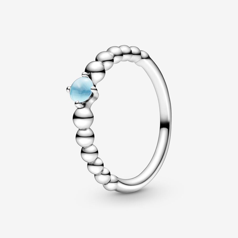 Sky Blue Beaded Crystal Ring