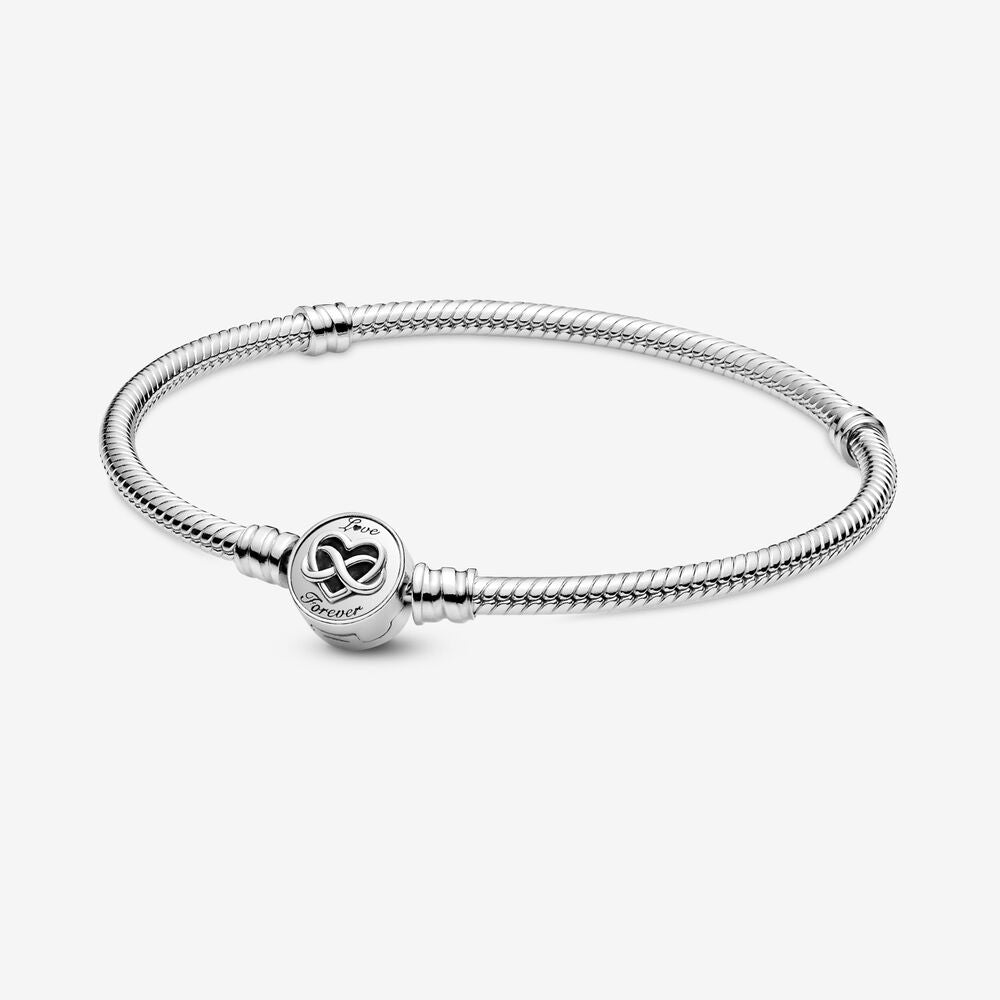 Moments Heart Infinity Clasp Snake Chain Bracelet