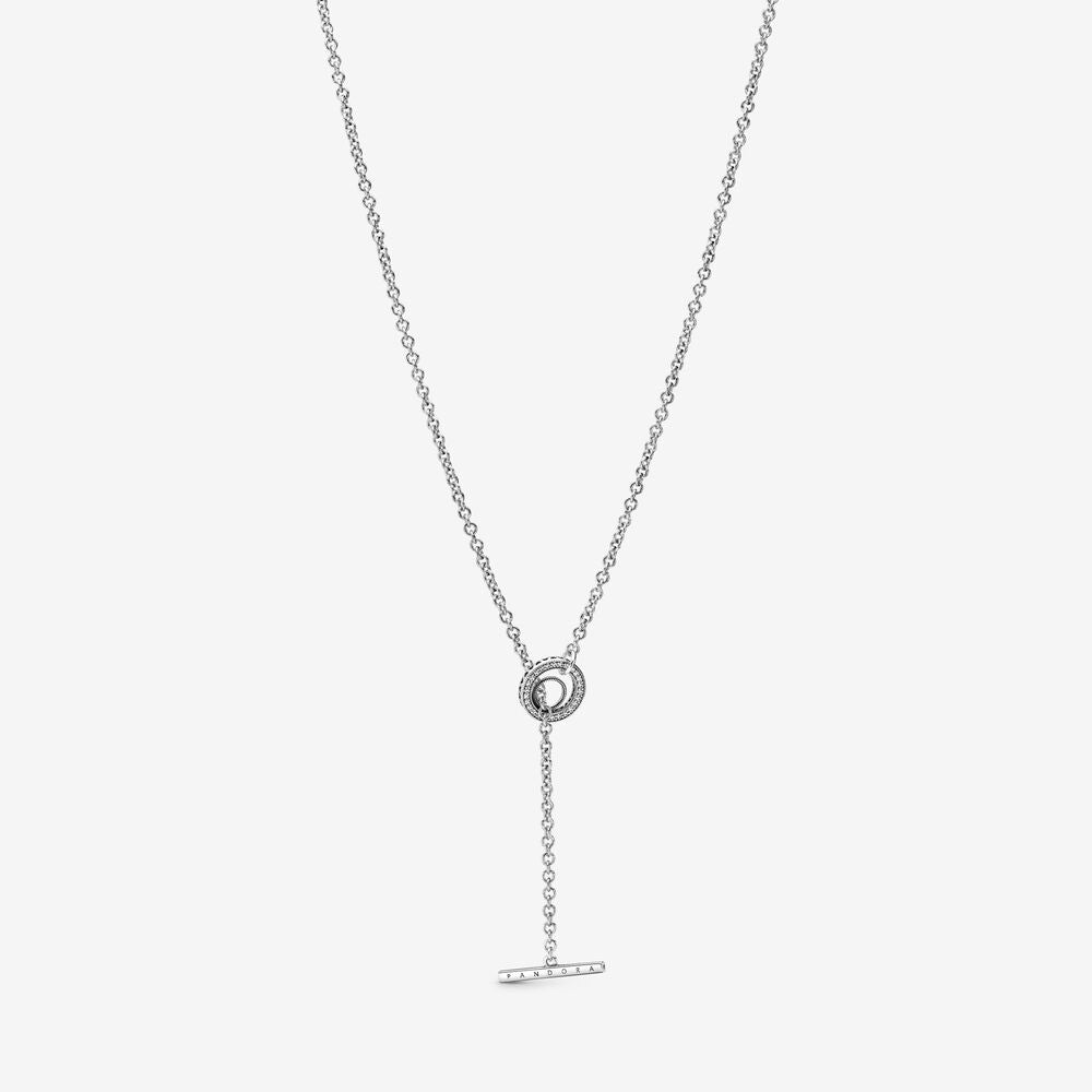 Pave Circle Logo Sterling Necklace