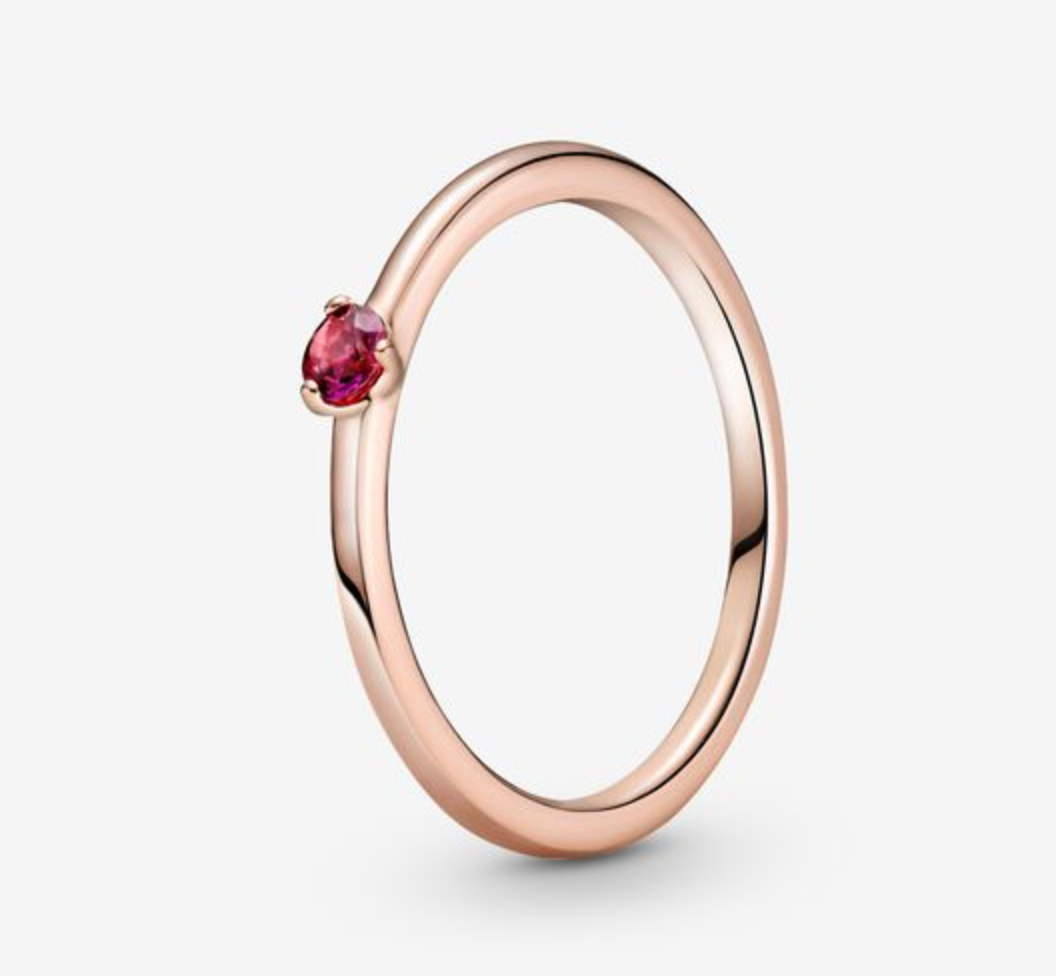 Rose Red Solitaire CZ Ring