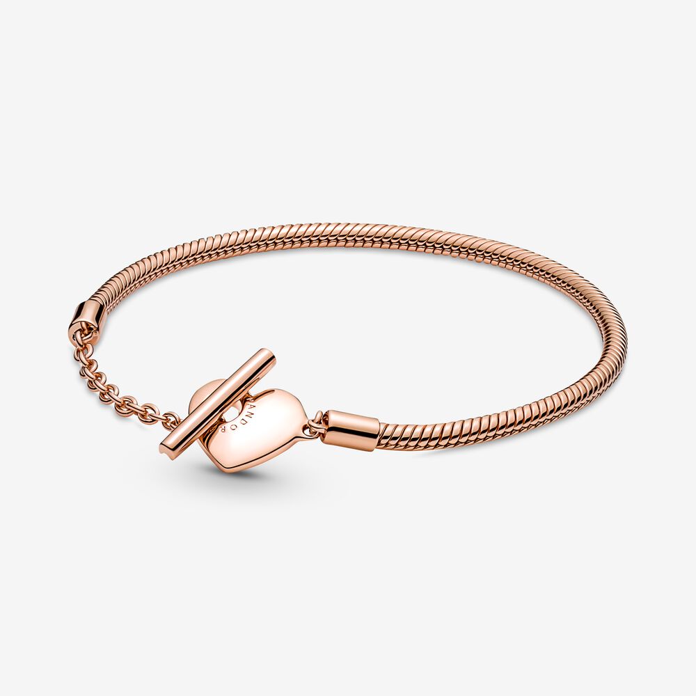 Moments Heart T-Bar Snake Chain Bracelet