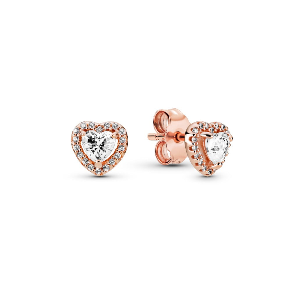 Sparkling Elevated Heart Stud Earrings