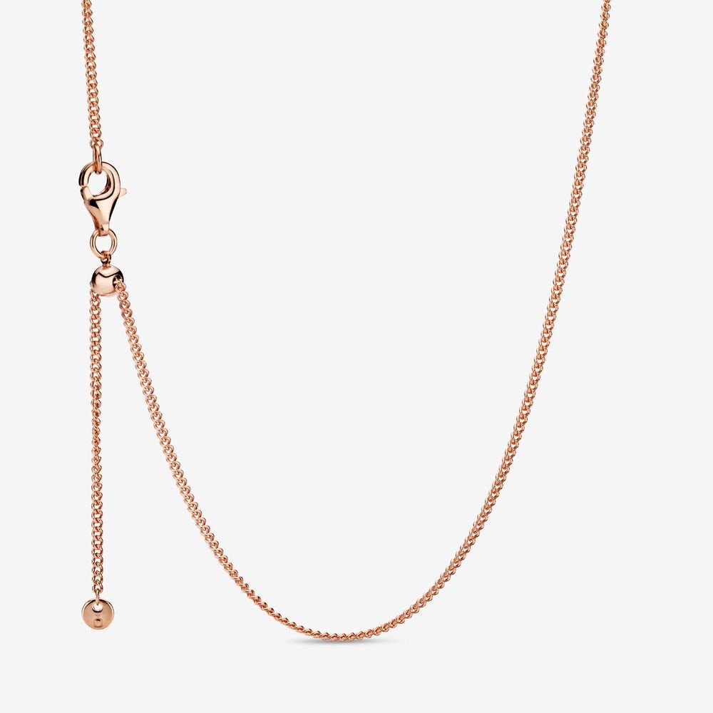 Rose Curb Chain Sliding Clasp Necklace