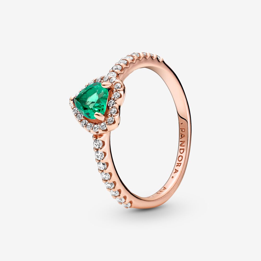 Sparkling Elevated Heart Ring | Green