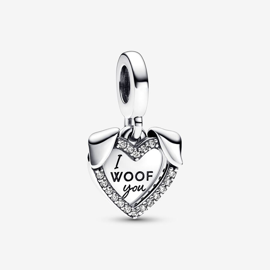 Heart & Dog Double Dangle Charm