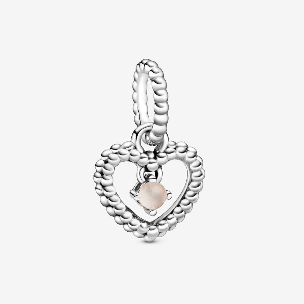 June Misty Rose Beaded Heart Dangle Charm