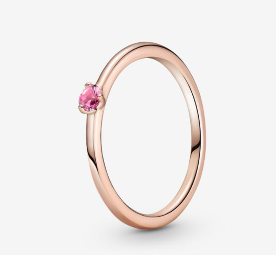 Rose Pink Solitaire CZ Ring