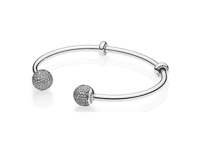 Open Bangle with Clear CZ
