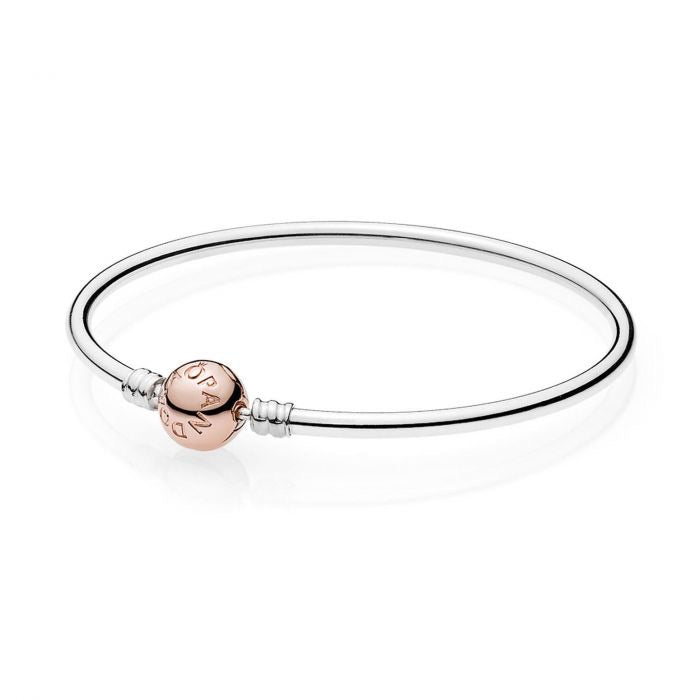 Sterling Silver with Rose Clasp Bangle