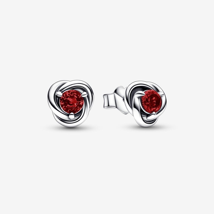 Eternity Circle Stud Earrings | January Garnet