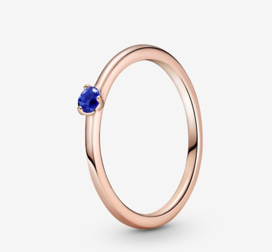 Rose Blue Solitaire CZ Ring