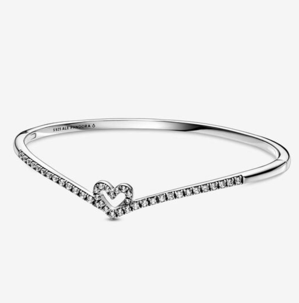 Sparkling Wishbone Heart Bangle