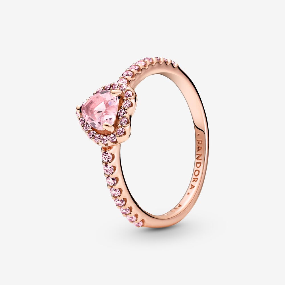 Sparkling Elevated Heart Ring | Pink