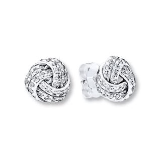 Sparkling Love Knot Earring In Silver